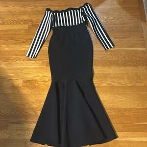 Fit & Flare Black and White Formal Dress